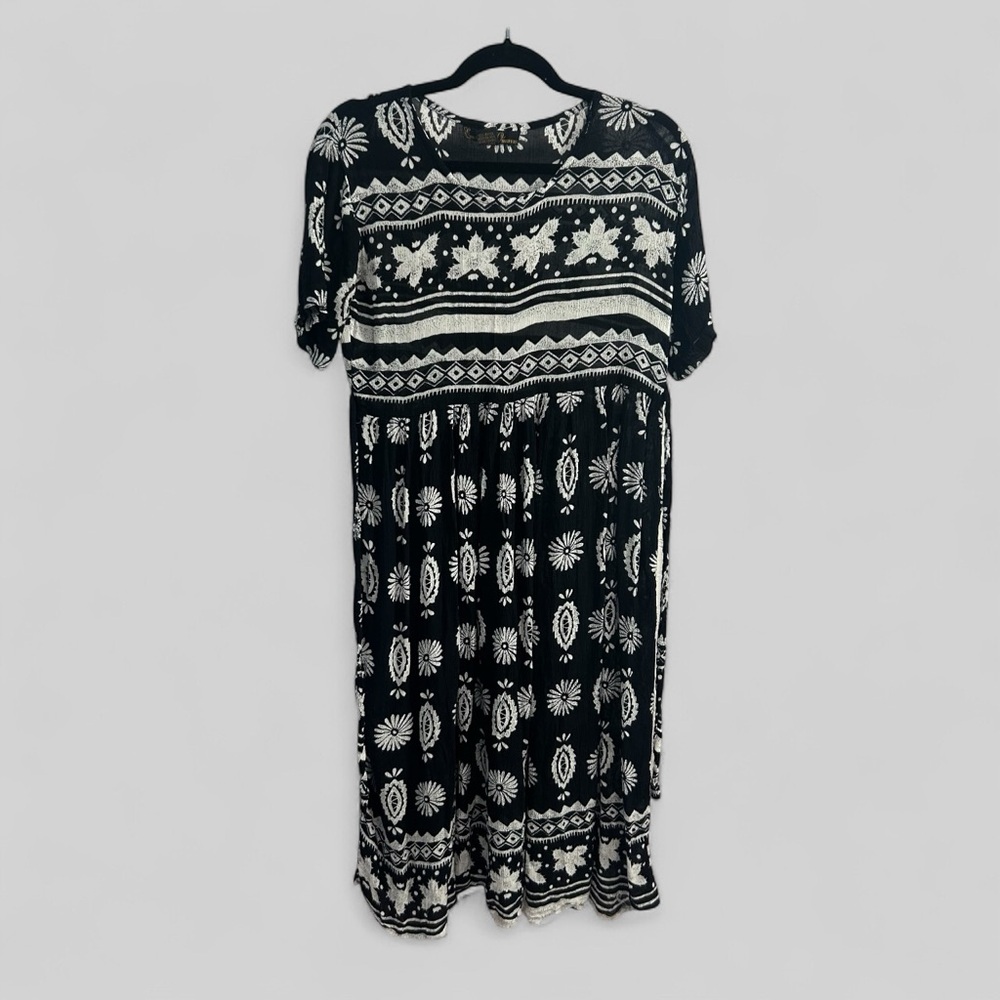 Exclusif by Whispers artsy geo printed 90s y2k rayon midi dress Medium funky